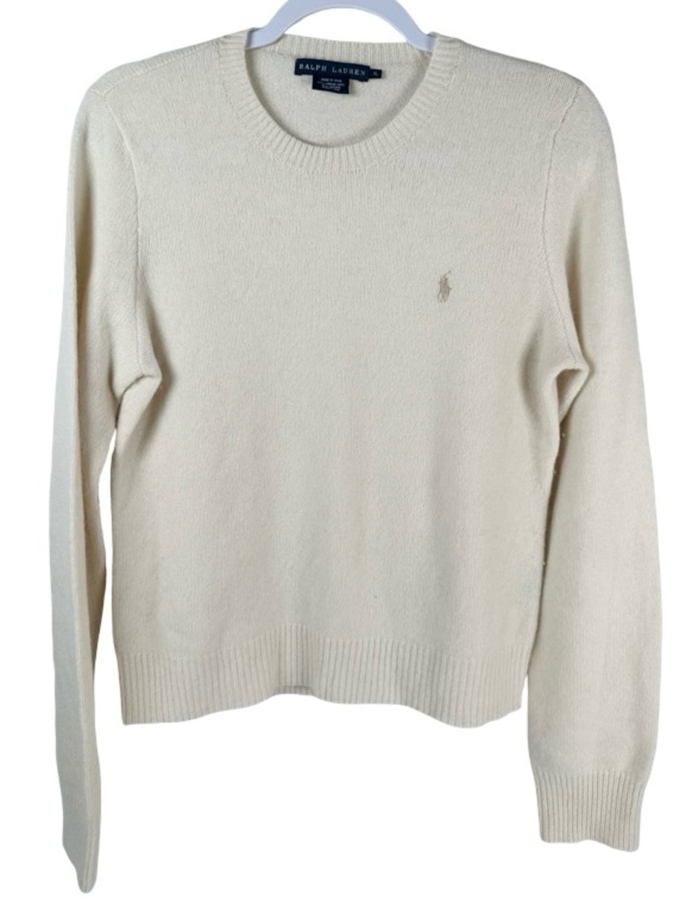 Polo Ralph Lauren Vintage Wool Angora Beige Pony Crewneck Women’s Sweater XL